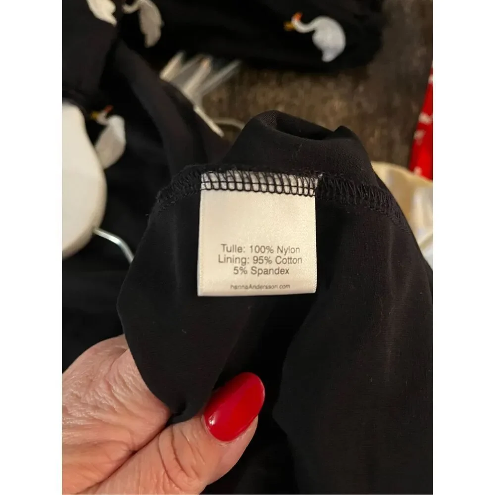 Hanna Andersson Black Swan Queen Embroidered Mesh Dress Sz 150 or US 12 EUC
